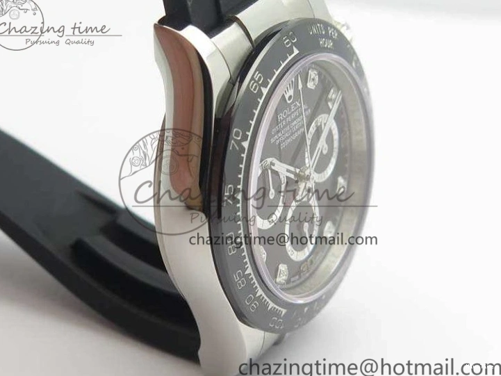 MiroTime 0316 SmartChoice Daytona 116519LN JH Best Edition Black Dial Crystal Markers On Rubber Strap A4130 (Free XS Rubber Strap) 3558